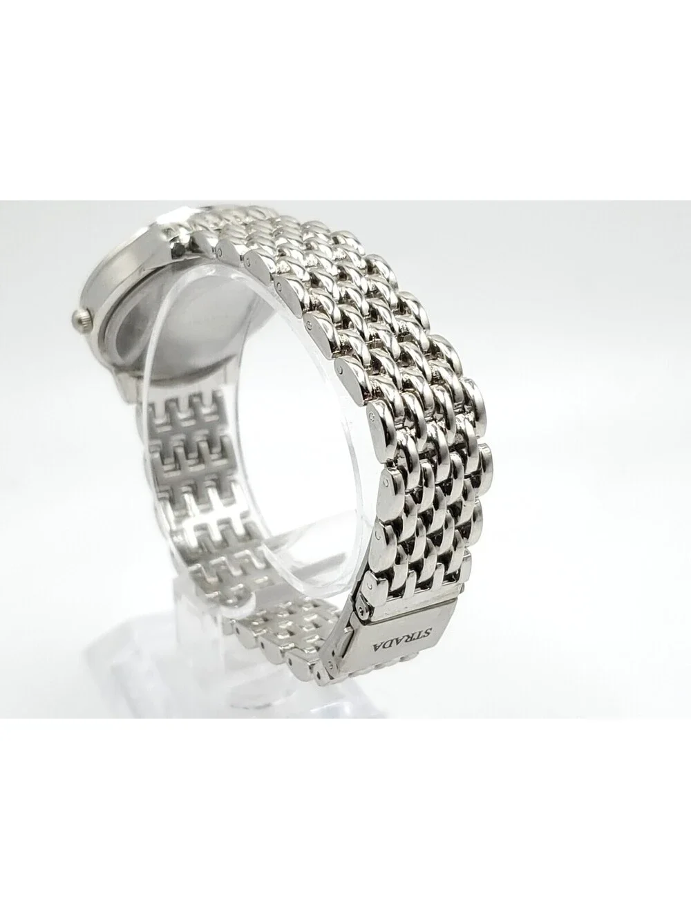 Strada Quartz Womens Watch New Battery Silver Tone Tachymetre White Dial 32mm